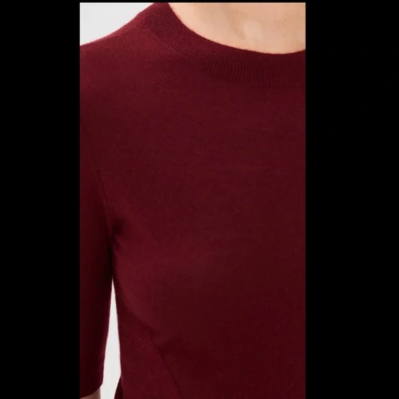 CO Short Sleeve Cashmere Sweater in Red Bordeaux XS Quiet Luxury Minimalist $595 - Picture 4 of 13